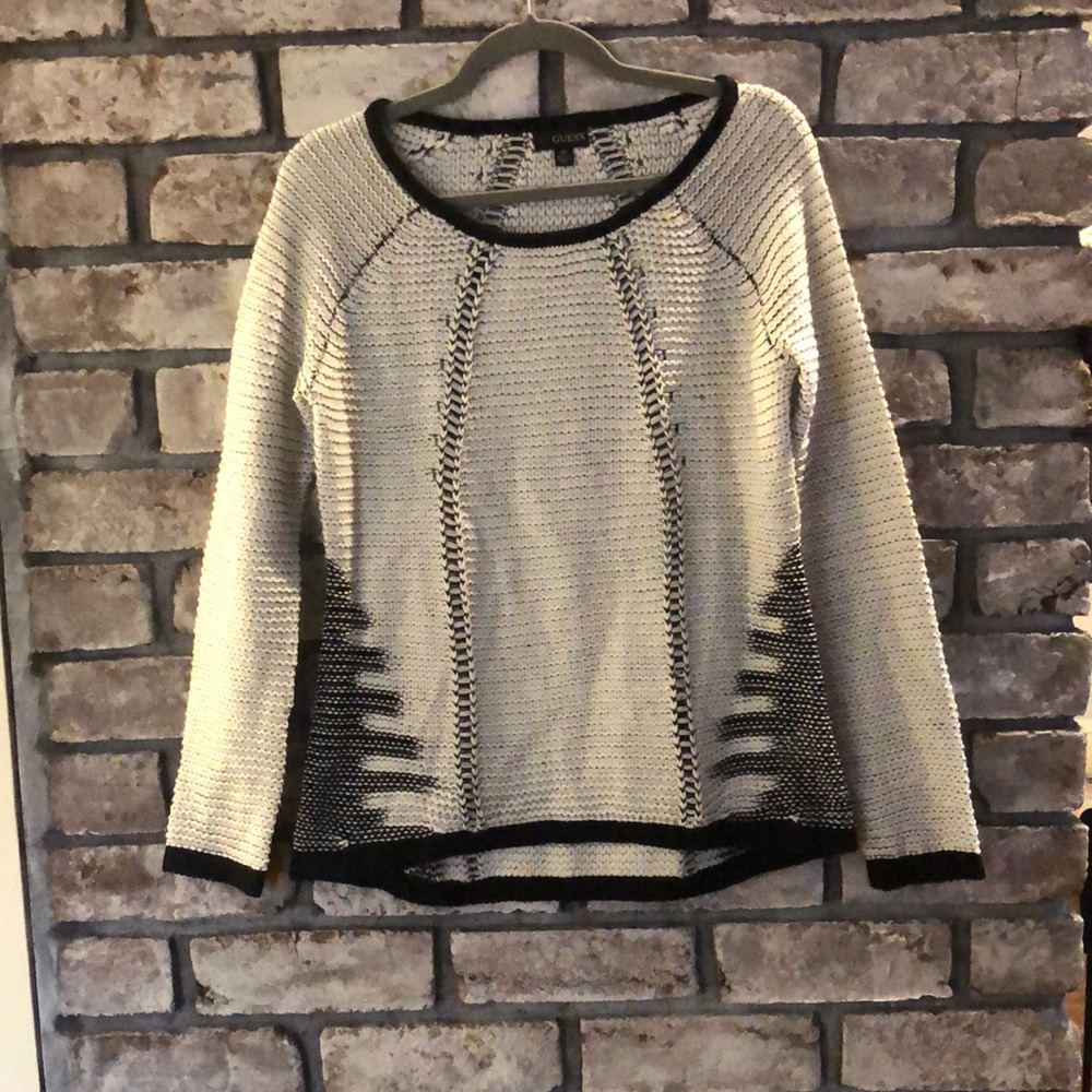 Guess sweater with black and white stitching